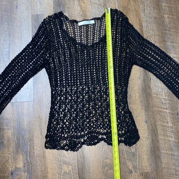 BETTE PAIGE DAISY CROCHET OPEN KNIT BELL SLEEVES WITCHY COVER UP WHIMSICAL VNTG - Picture 11 of 11